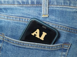 Photo of phone with AI on screen in pocket of jeans